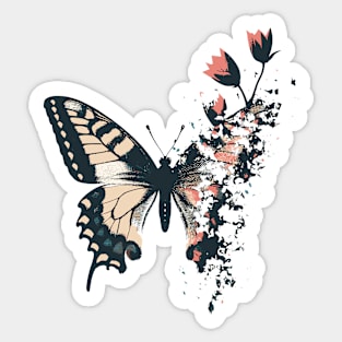 Butterfly metamorphosis into flower Sticker